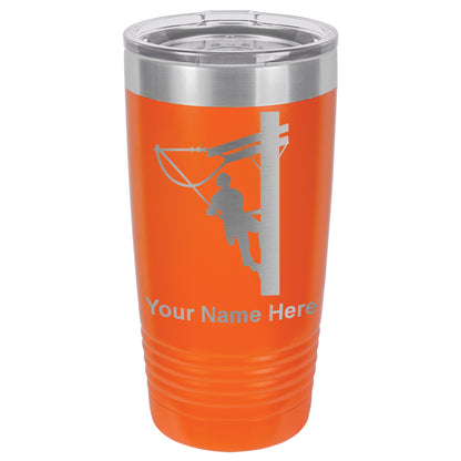 20oz Vacuum Insulated Tumbler Mug, Lineman, Personalized Engraving Included