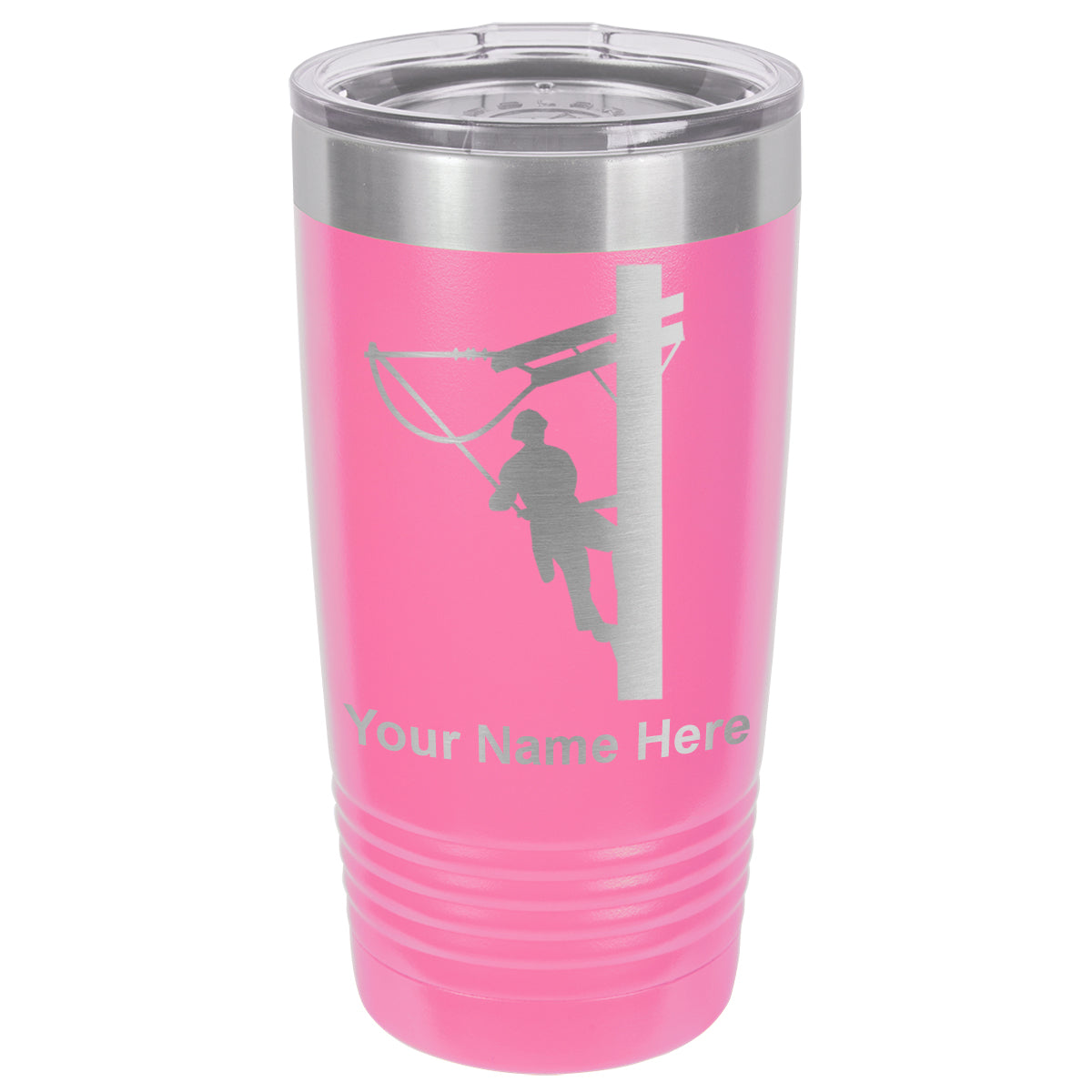 20oz Vacuum Insulated Tumbler Mug, Lineman, Personalized Engraving Included