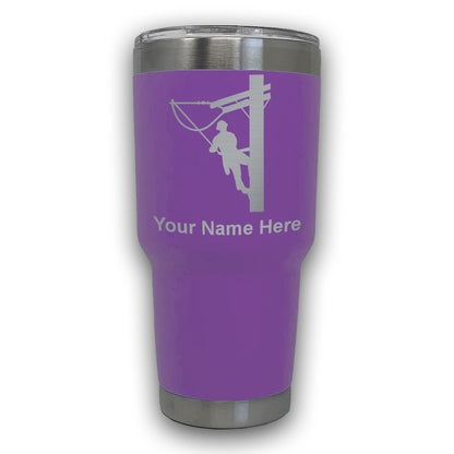 LaserGram 30oz Tumbler Mug, Lineman, Personalized Engraving Included