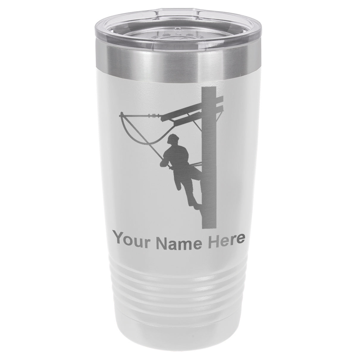 20oz Vacuum Insulated Tumbler Mug, Lineman, Personalized Engraving Included
