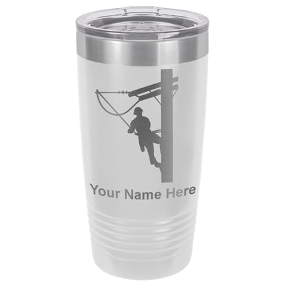 20oz Vacuum Insulated Tumbler Mug, Lineman, Personalized Engraving Included