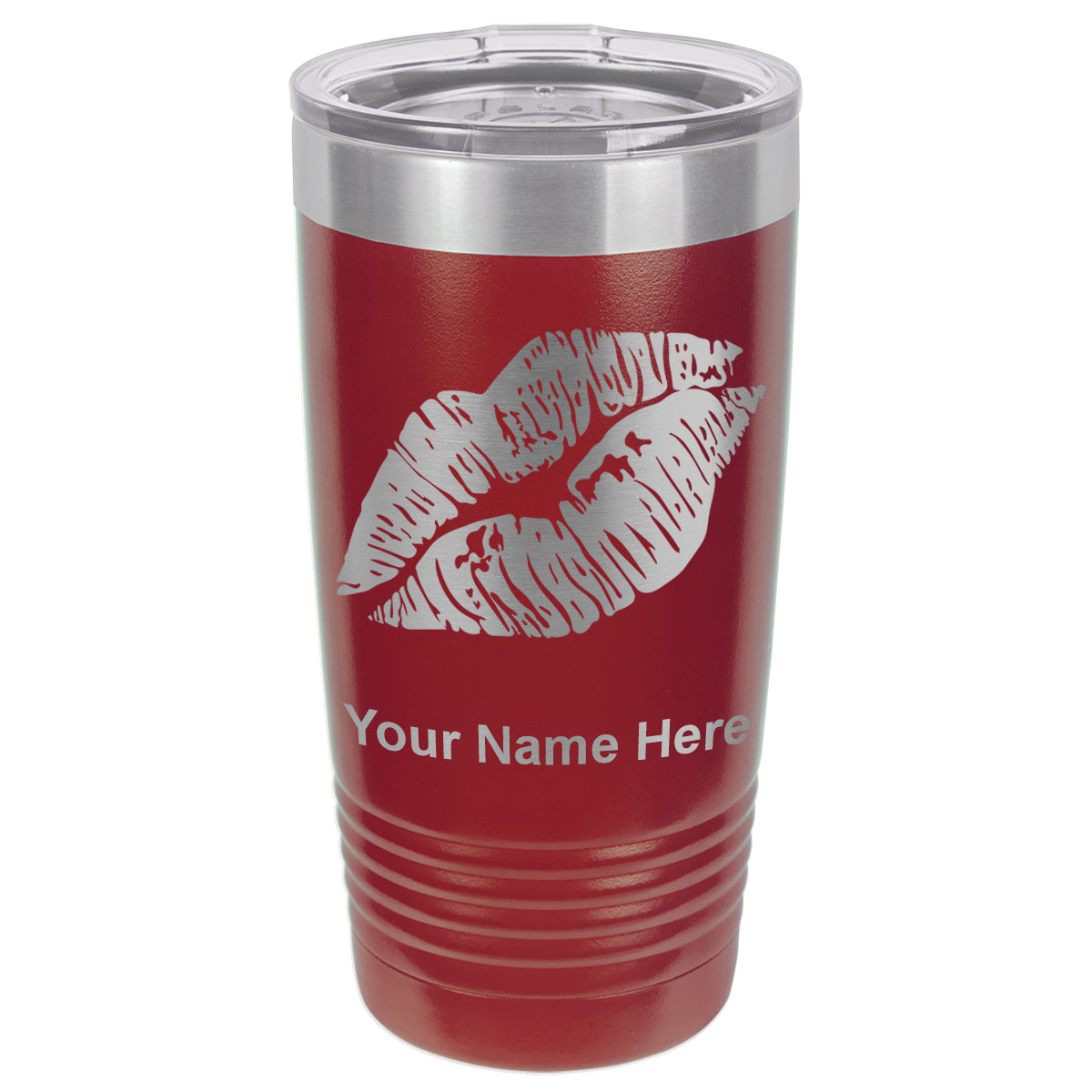 20oz Vacuum Insulated Tumbler Mug, Lipstick Kiss, Personalized Engraving Included