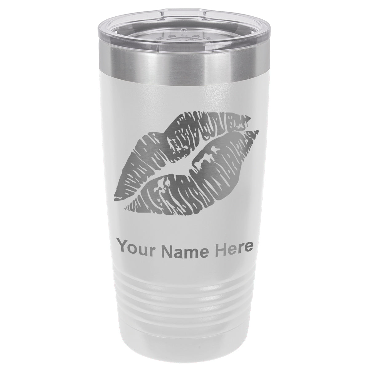 20oz Vacuum Insulated Tumbler Mug, Lipstick Kiss, Personalized Engraving Included