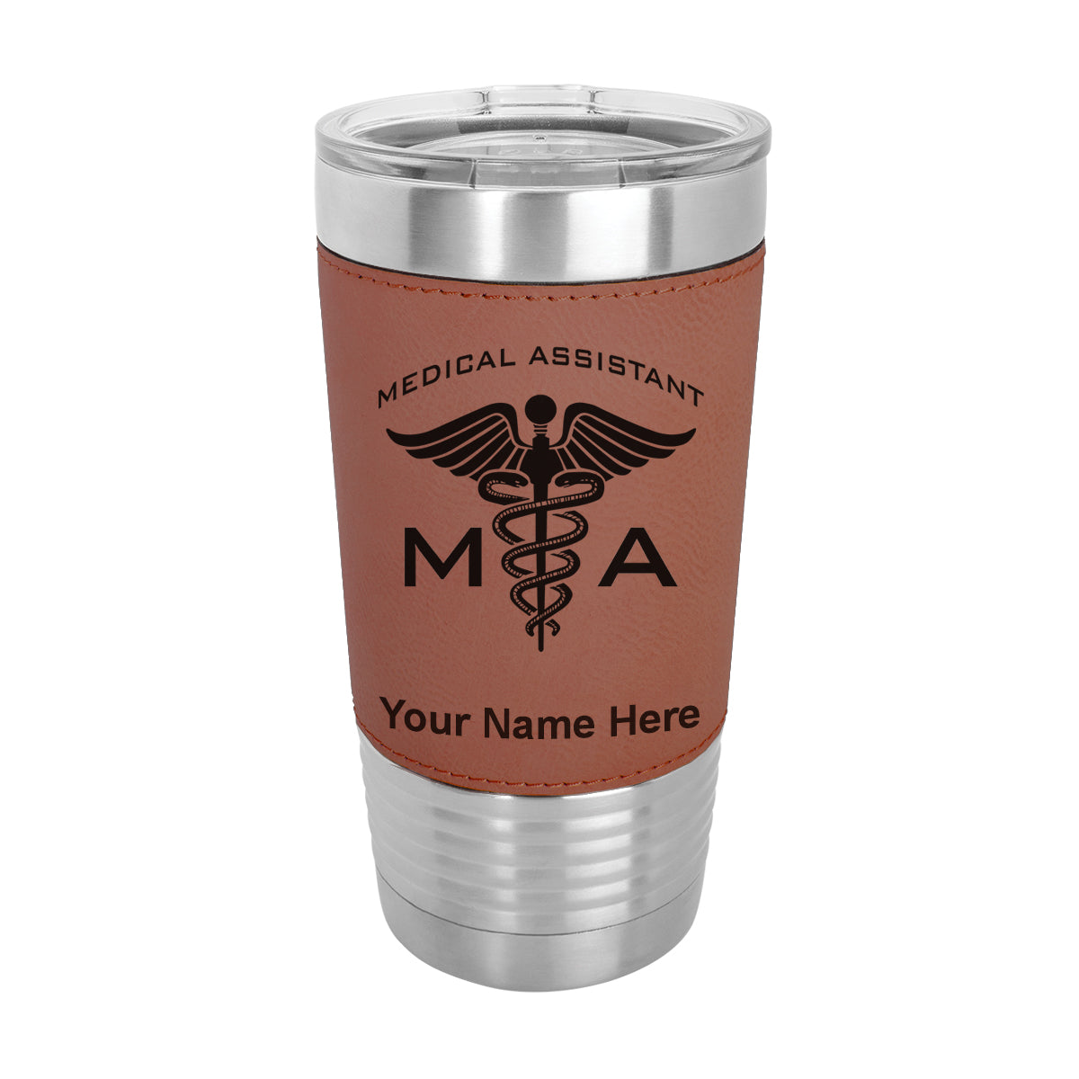 20oz Faux Leather Tumbler Mug, MA Medical Assistant, Personalized Engraving Included - LaserGram Custom Engraved Gifts