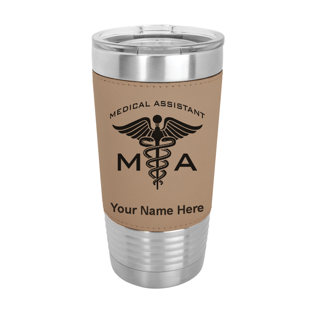 20oz Faux Leather Tumbler Mug, MA Medical Assistant, Personalized Engraving Included - LaserGram Custom Engraved Gifts