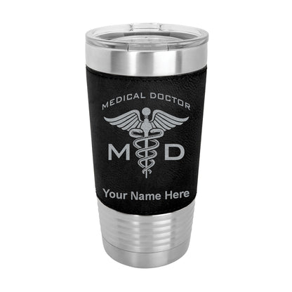 20oz Faux Leather Tumbler Mug, MD Medical Doctor, Personalized Engraving Included - LaserGram Custom Engraved Gifts