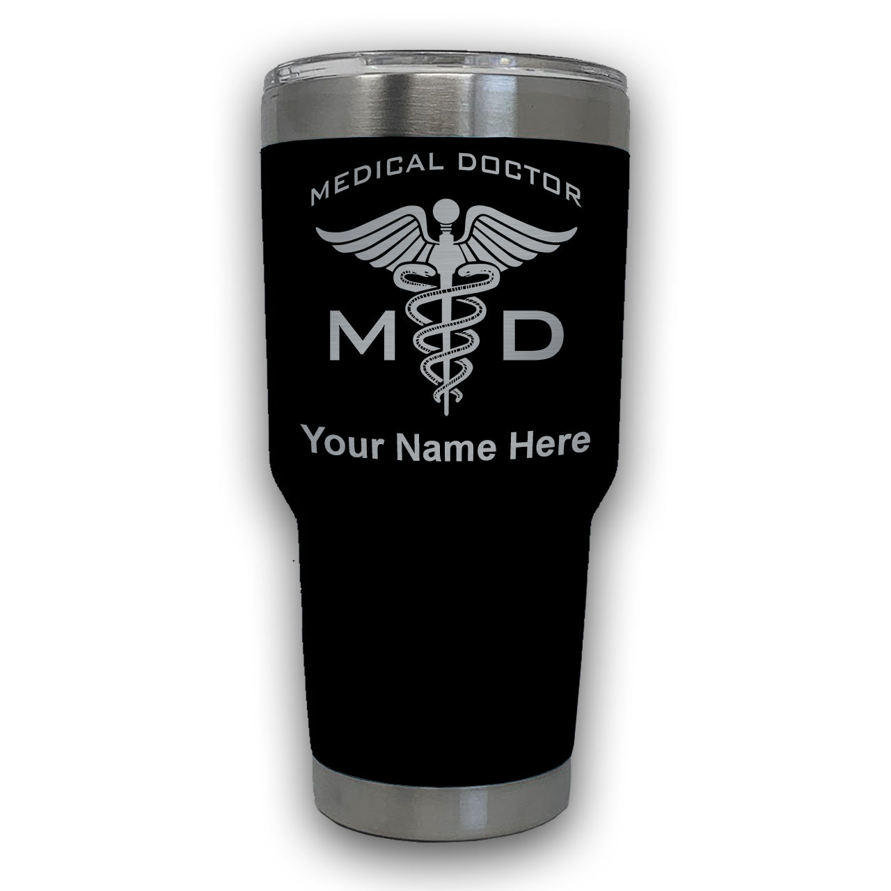 LaserGram 30oz Tumbler Mug, MD Medical Doctor, Personalized Engraving Included