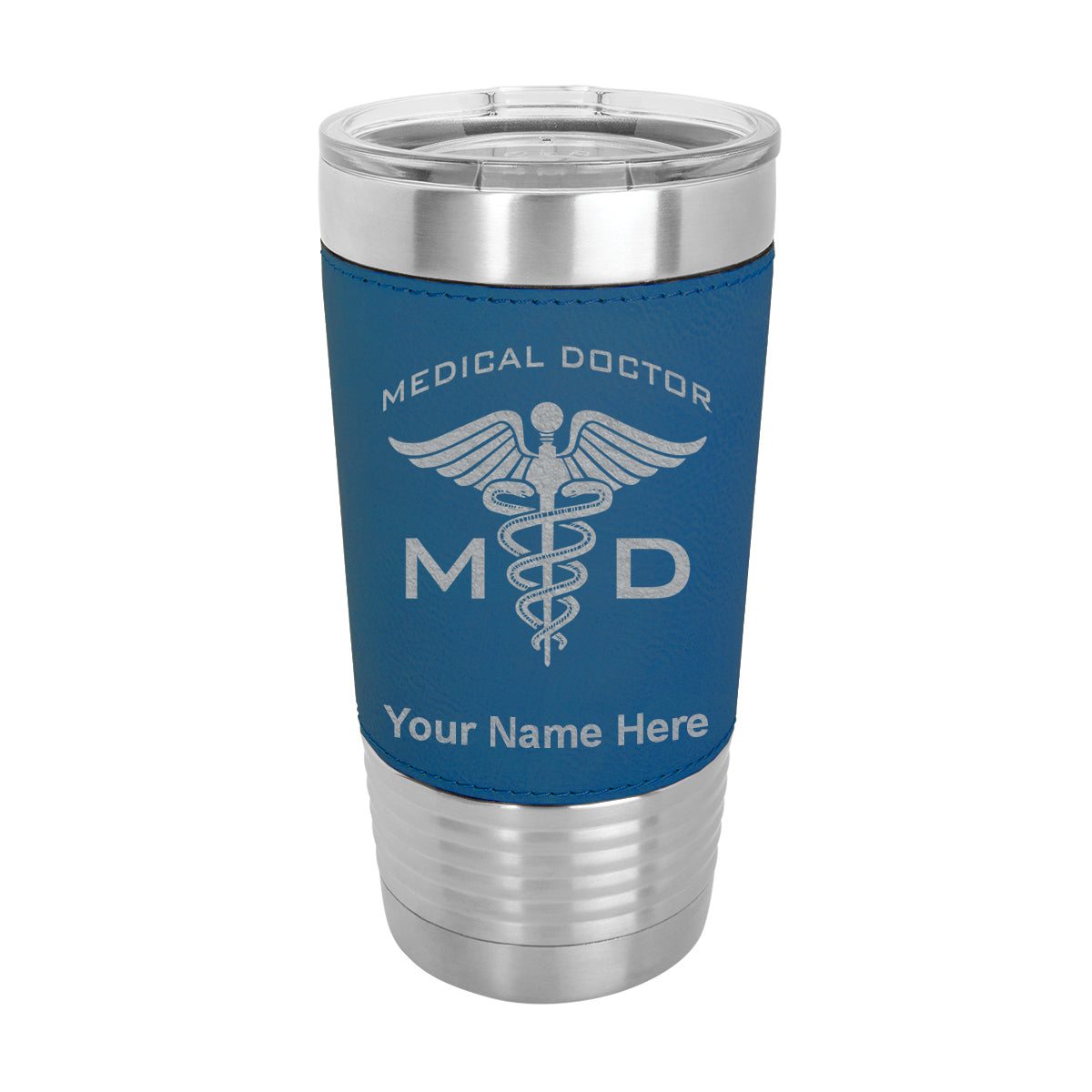 20oz Faux Leather Tumbler Mug, MD Medical Doctor, Personalized Engraving Included - LaserGram Custom Engraved Gifts