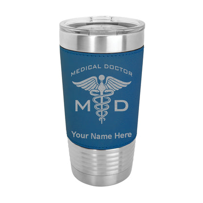 20oz Faux Leather Tumbler Mug, MD Medical Doctor, Personalized Engraving Included - LaserGram Custom Engraved Gifts