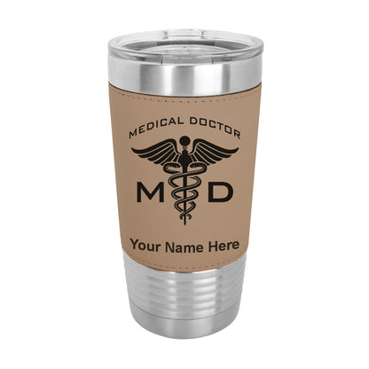20oz Faux Leather Tumbler Mug, MD Medical Doctor, Personalized Engraving Included - LaserGram Custom Engraved Gifts