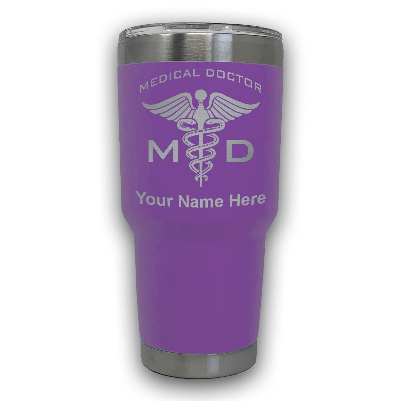 LaserGram 30oz Tumbler Mug, MD Medical Doctor, Personalized Engraving Included
