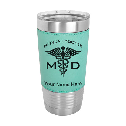 20oz Faux Leather Tumbler Mug, MD Medical Doctor, Personalized Engraving Included - LaserGram Custom Engraved Gifts