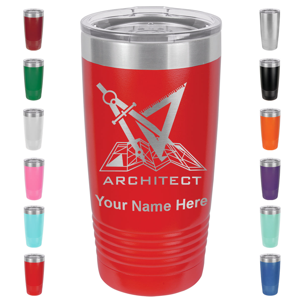 20oz Vacuum Insulated Tumbler Mug, Architect Symbol, Personalized Engraving Included