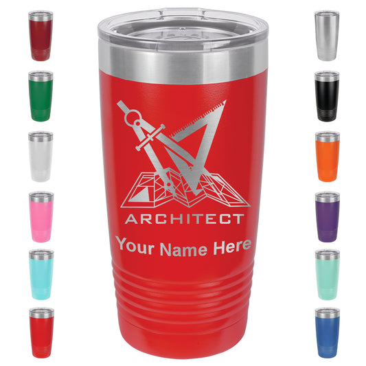 20oz Vacuum Insulated Tumbler Mug, Architect Symbol, Personalized Engraving Included