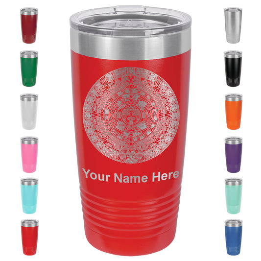 20oz Vacuum Insulated Tumbler Mug, Aztec Calendar, Personalized Engraving Included