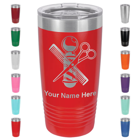 20oz Vacuum Insulated Tumbler Mug, Barber Shop Pole, Personalized Engraving Included