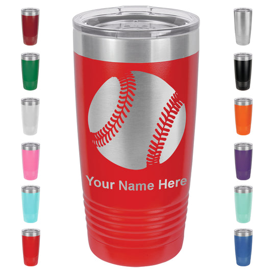20oz Vacuum Insulated Tumbler Mug, Baseball Ball, Personalized Engraving Included