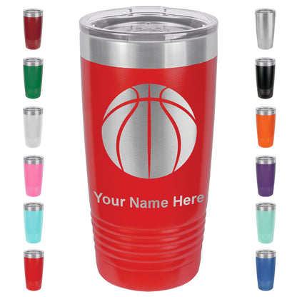 20oz Vacuum Insulated Tumbler Mug, Basketball Ball, Personalized Engraving Included