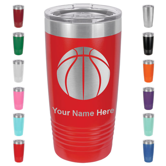 20oz Vacuum Insulated Tumbler Mug, Basketball Ball, Personalized Engraving Included