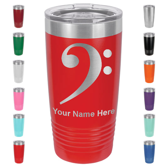 20oz Vacuum Insulated Tumbler Mug, Bass Clef, Personalized Engraving Included