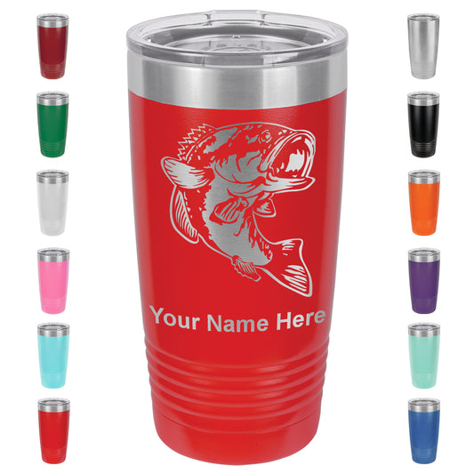 20oz Vacuum Insulated Tumbler Mug, Bass Fish, Personalized Engraving Included