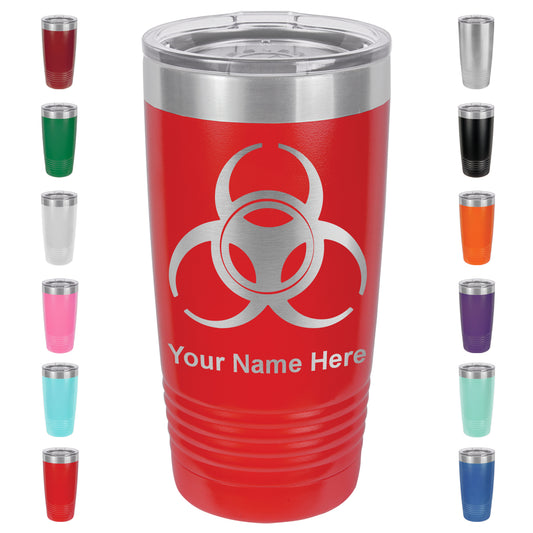 20oz Vacuum Insulated Tumbler Mug, Biohazard Symbol, Personalized Engraving Included