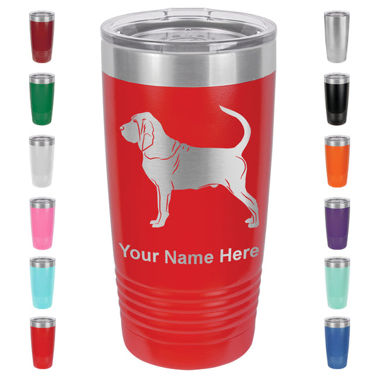 20oz Vacuum Insulated Tumbler Mug, Bloodhound Dog, Personalized Engraving Included