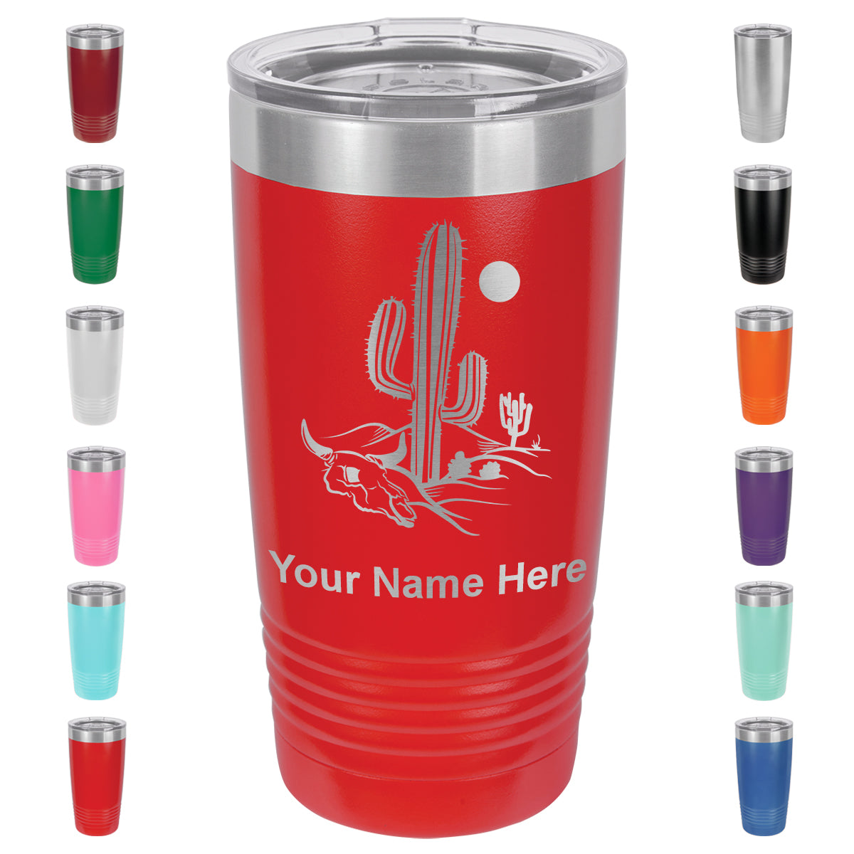 20oz Vacuum Insulated Tumbler Mug, Cactus, Personalized Engraving Included