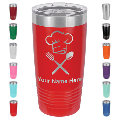 20oz Vacuum Insulated Tumbler Mug, Chef Hat, Personalized Engraving Included