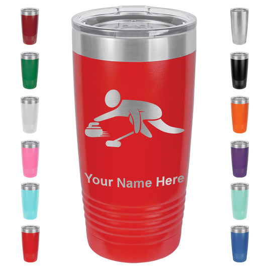 20oz Vacuum Insulated Tumbler Mug, Curling Figure, Personalized Engraving Included