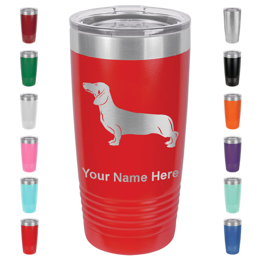 20oz Vacuum Insulated Tumbler Mug, Dachshund Dog, Personalized Engraving Included