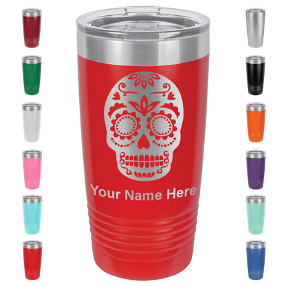 20oz Vacuum Insulated Tumbler Mug, Day of the Dead, Personalized Engraving Included