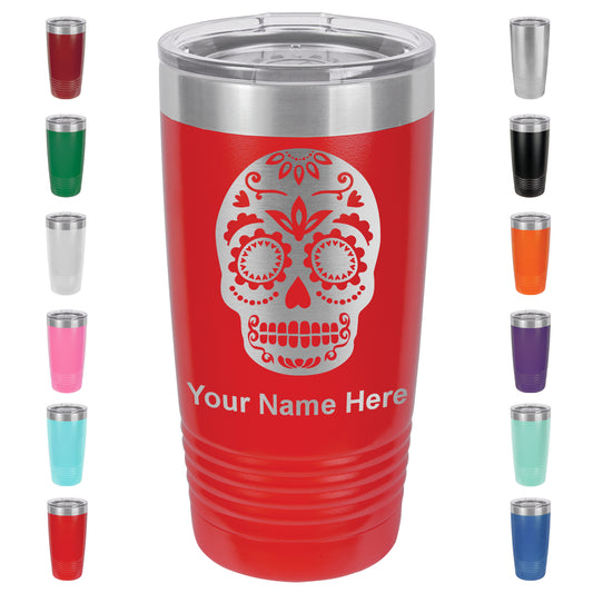 20oz Vacuum Insulated Tumbler Mug, Day of the Dead, Personalized Engraving Included