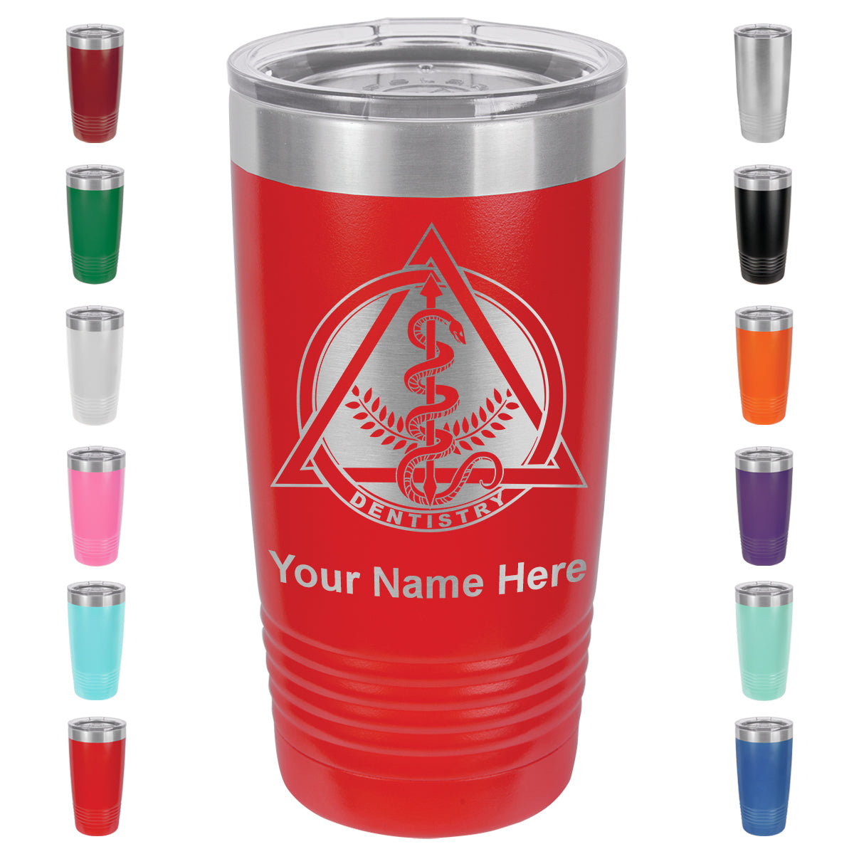 20oz Vacuum Insulated Tumbler Mug, Dentist Symbol, Personalized Engraving Included
