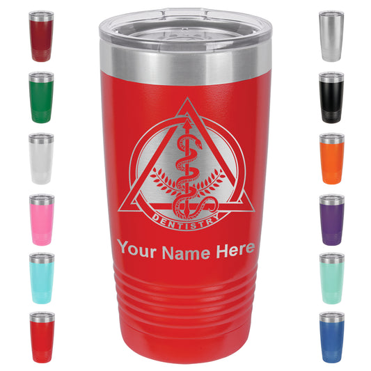 20oz Vacuum Insulated Tumbler Mug, Dentist Symbol, Personalized Engraving Included