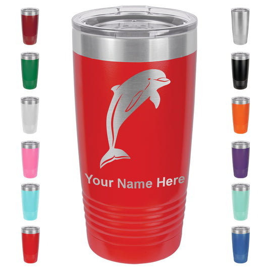 20oz Vacuum Insulated Tumbler Mug, Dolphin, Personalized Engraving Included