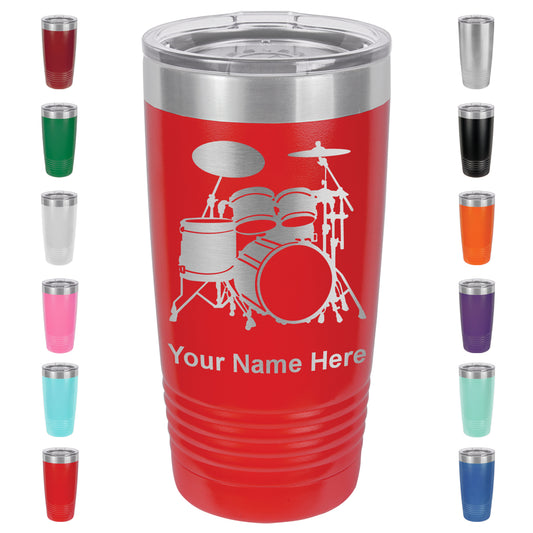 20oz Vacuum Insulated Tumbler Mug, Drum Set, Personalized Engraving Included