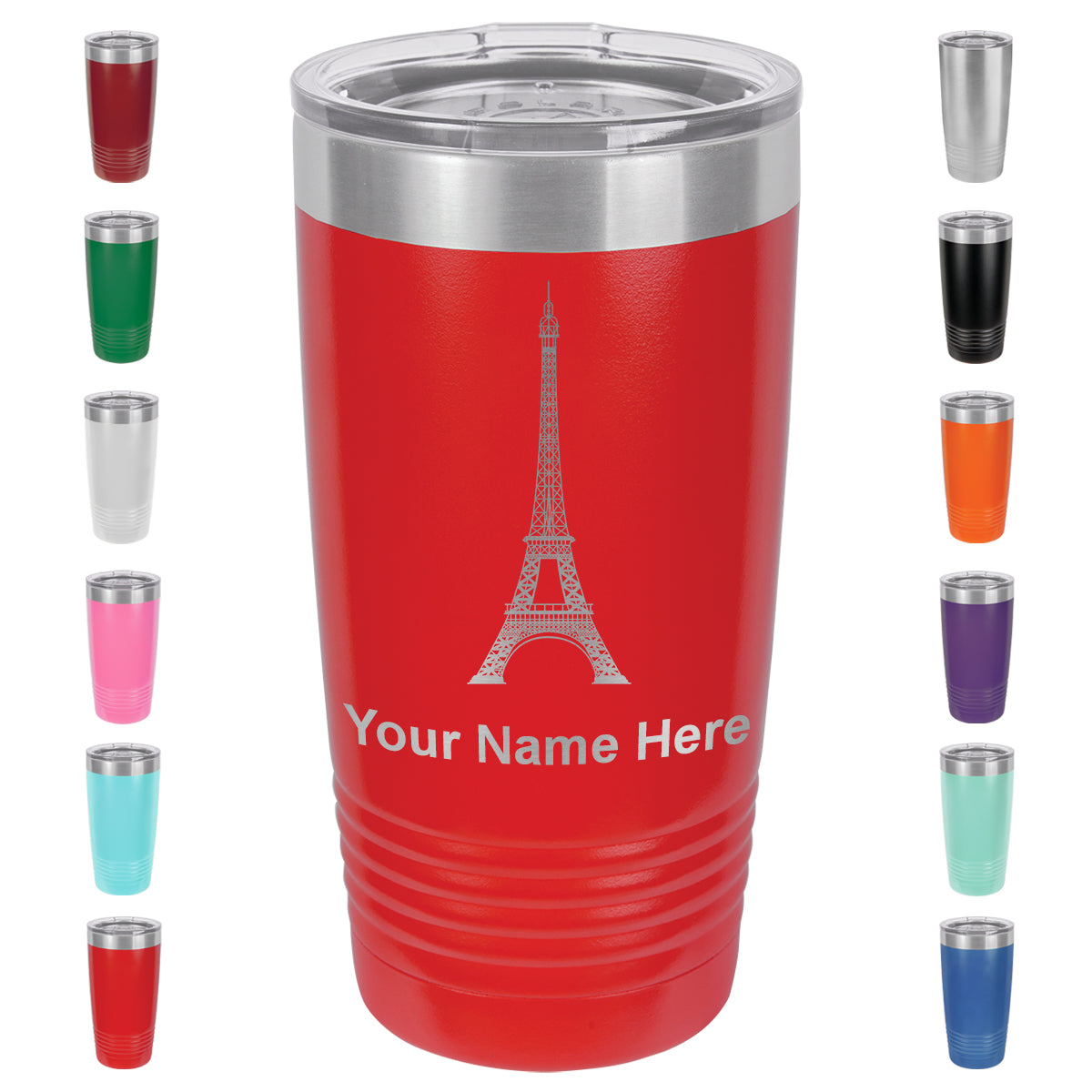 20oz Vacuum Insulated Tumbler Mug, Eiffel Tower, Personalized Engraving Included