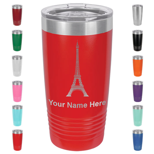 20oz Vacuum Insulated Tumbler Mug, Eiffel Tower, Personalized Engraving Included