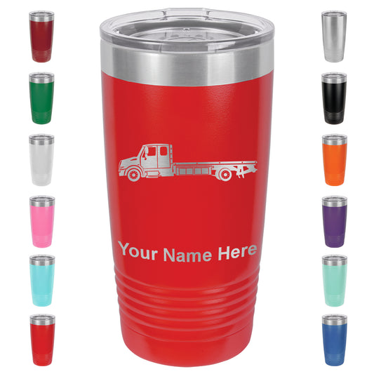 20oz Vacuum Insulated Tumbler Mug, Flat Bed Tow Truck, Personalized Engraving Included