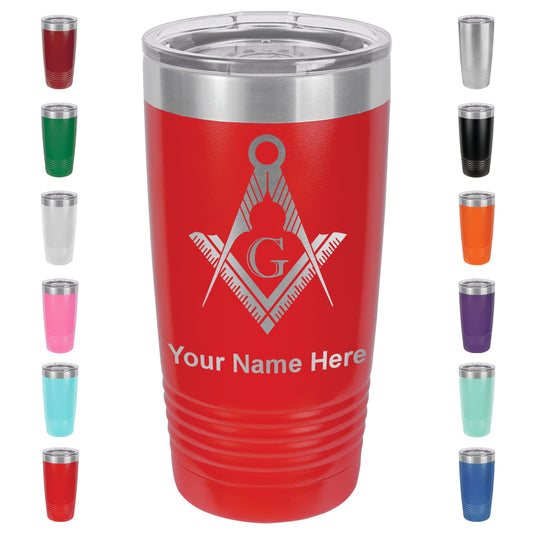 20oz Vacuum Insulated Tumbler Mug, Freemason Symbol, Personalized Engraving Included