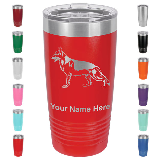 20oz Vacuum Insulated Tumbler Mug, German Shepherd Dog, Personalized Engraving Included