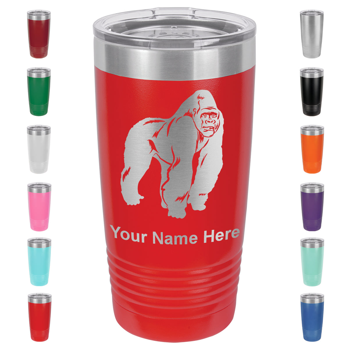 20oz Vacuum Insulated Tumbler Mug, Gorilla, Personalized Engraving Included