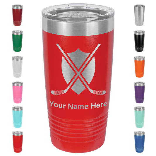 20oz Vacuum Insulated Tumbler Mug, Hockey Sticks, Personalized Engraving Included