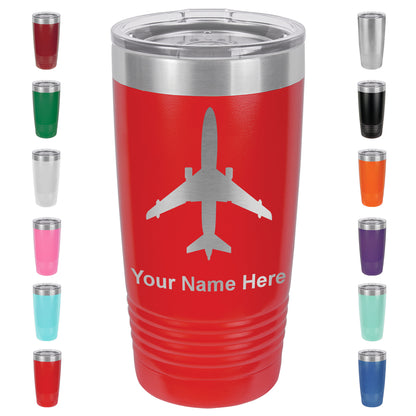20oz Vacuum Insulated Tumbler Mug, Jet Airplane, Personalized Engraving Included