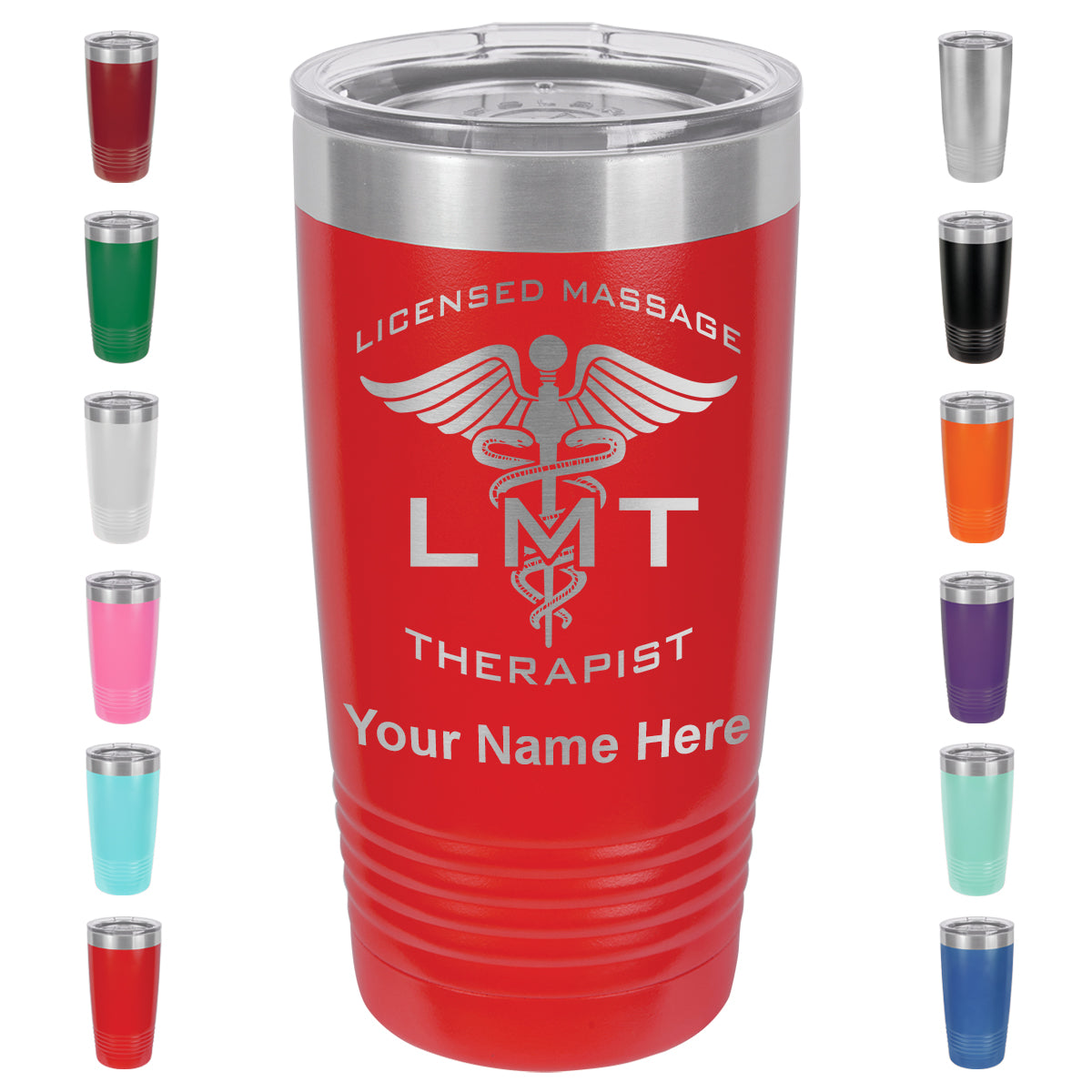 20oz Vacuum Insulated Tumbler Mug, LMT Licensed Massage Therapist, Personalized Engraving Included