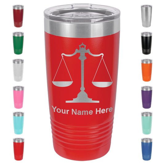 20oz Vacuum Insulated Tumbler Mug, Law Scale, Personalized Engraving Included