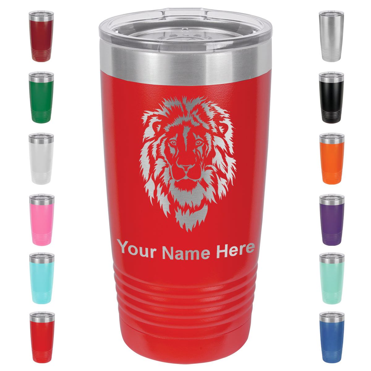 20oz Vacuum Insulated Tumbler Mug, Lion Head, Personalized Engraving Included