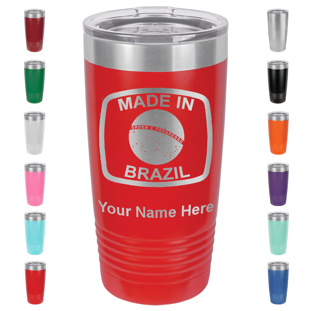20oz Vacuum Insulated Tumbler Mug, Made in Brazil, Personalized Engraving Included