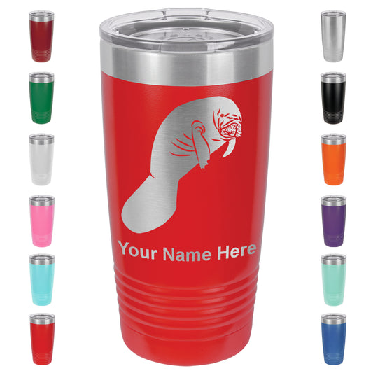 20oz Vacuum Insulated Tumbler Mug, Manatee, Personalized Engraving Included